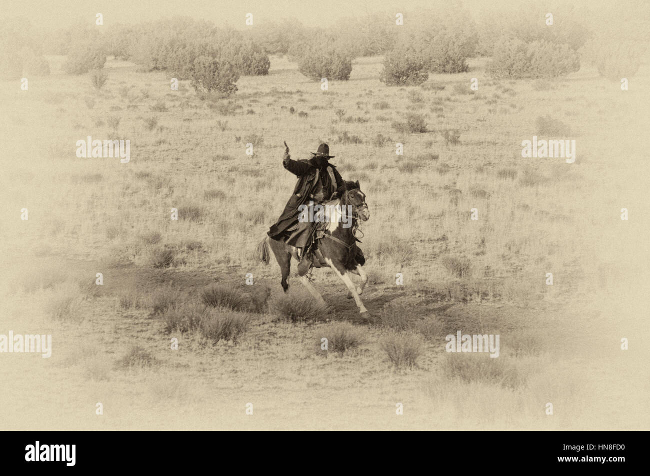 Treno rapinatore che attacca il Grand Canyon Railway. In Arizona. Stati Uniti d'America Foto Stock