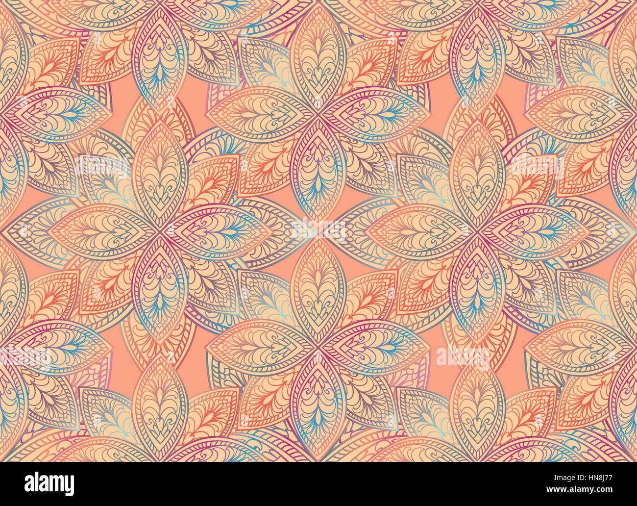 Abstract floral seamless pattern. ornamento geometrico texture. oriental etnica. Illustrazione Vettoriale