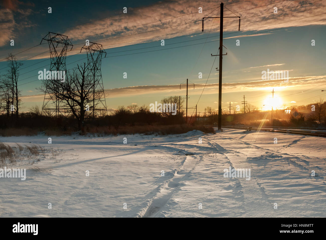 In inverno il tramonto del Foto Stock