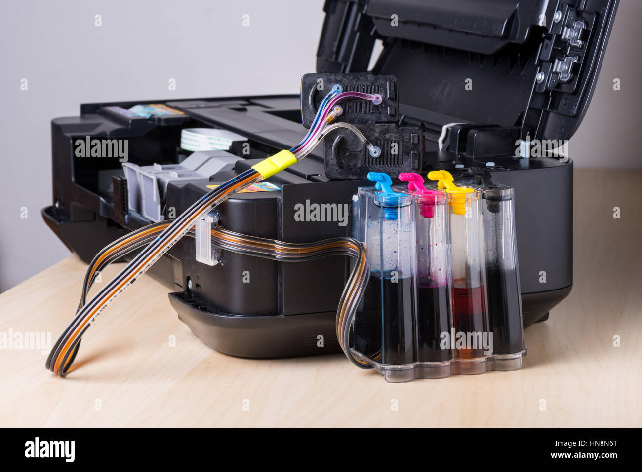 Stampante a getto di inchiostro con inchiostro sistema serbatoio Foto Stock