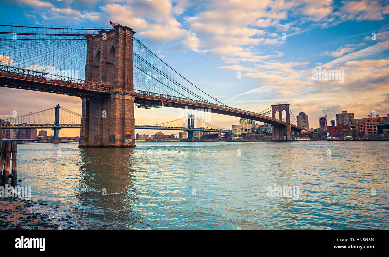Ponte di Brooklyn, New York Foto Stock