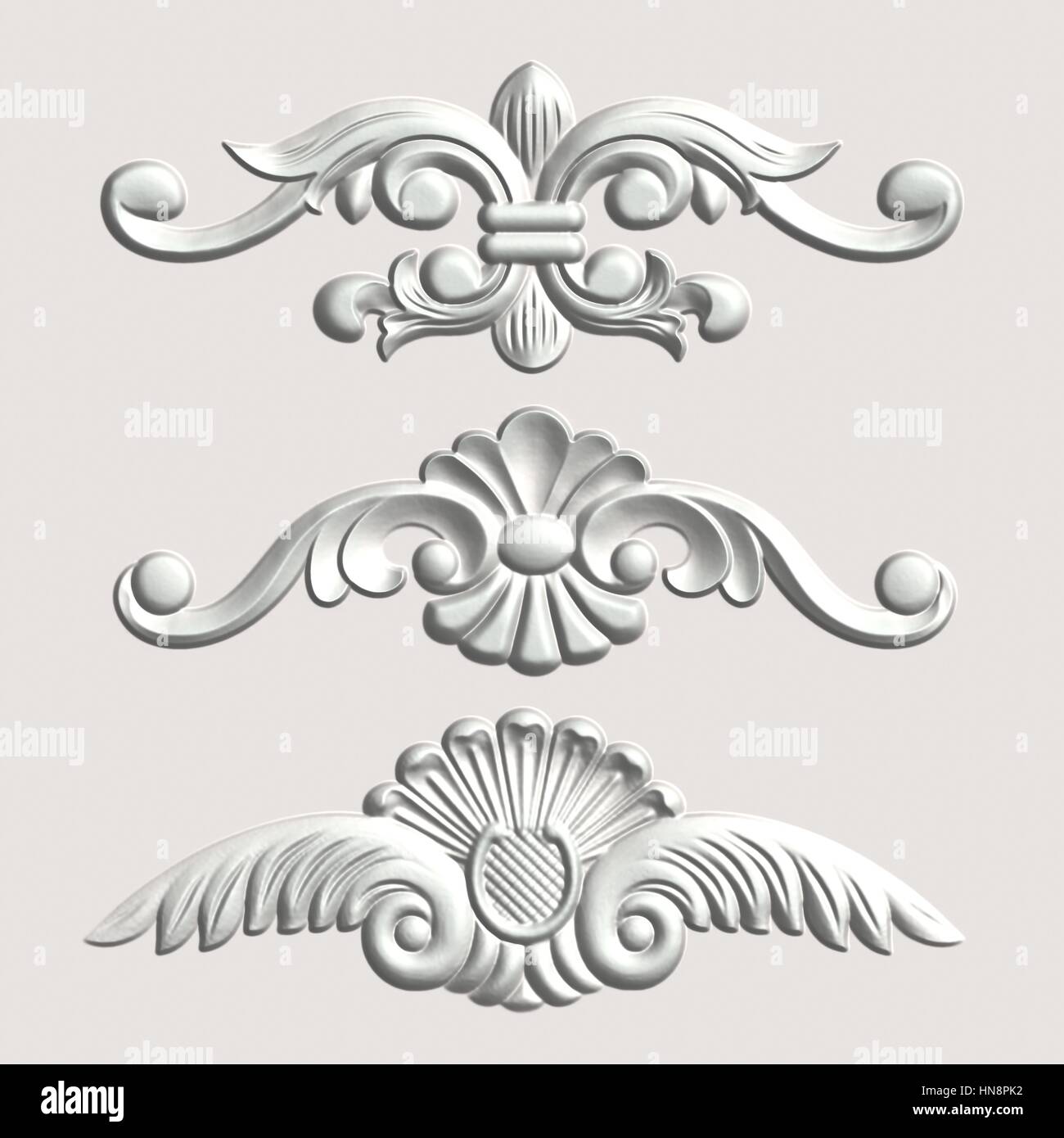 3d swirl floral background di lusso ornamento decorativo. Foto Stock