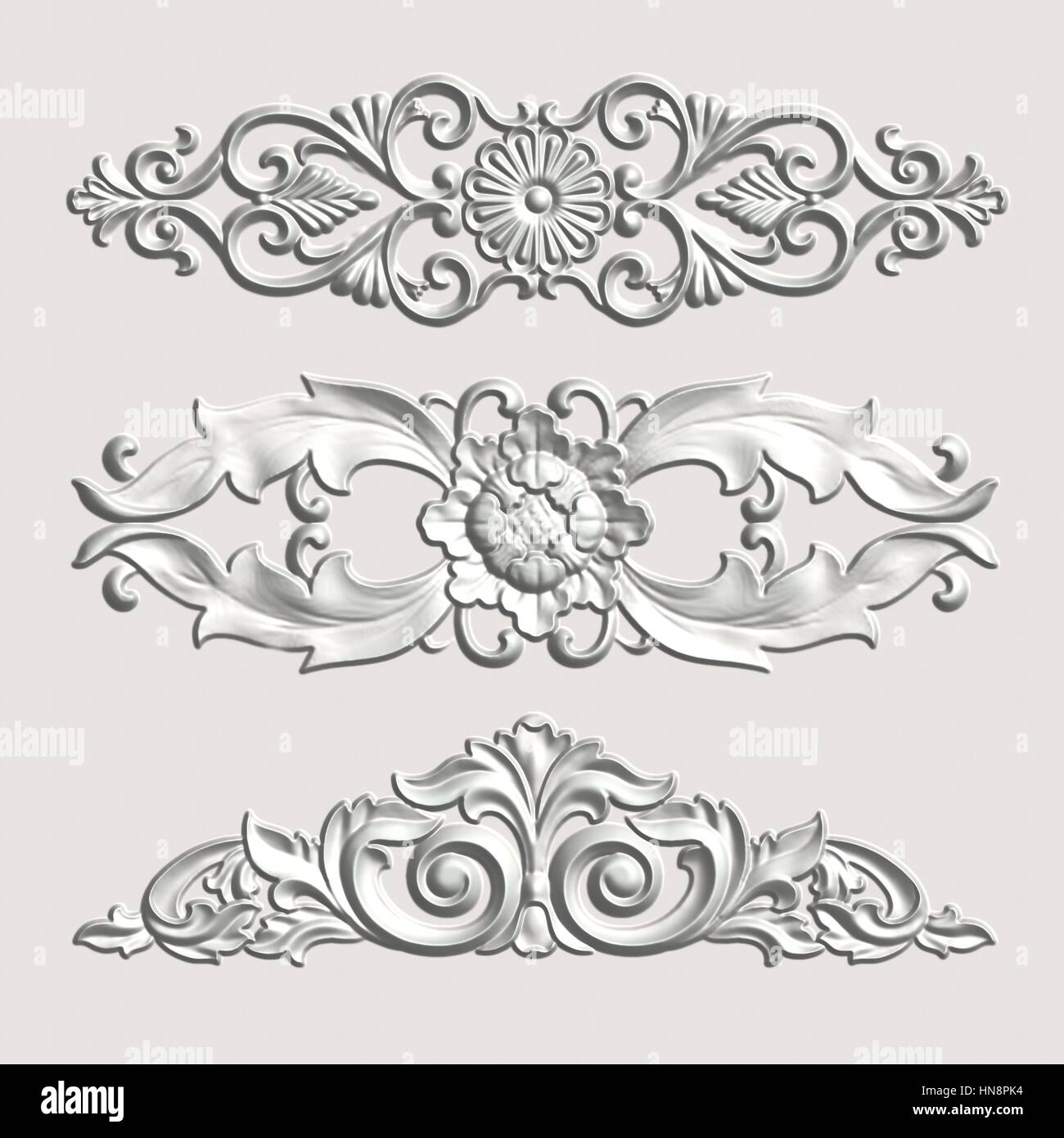 3d swirl floral background di lusso ornamento decorativo. Foto Stock