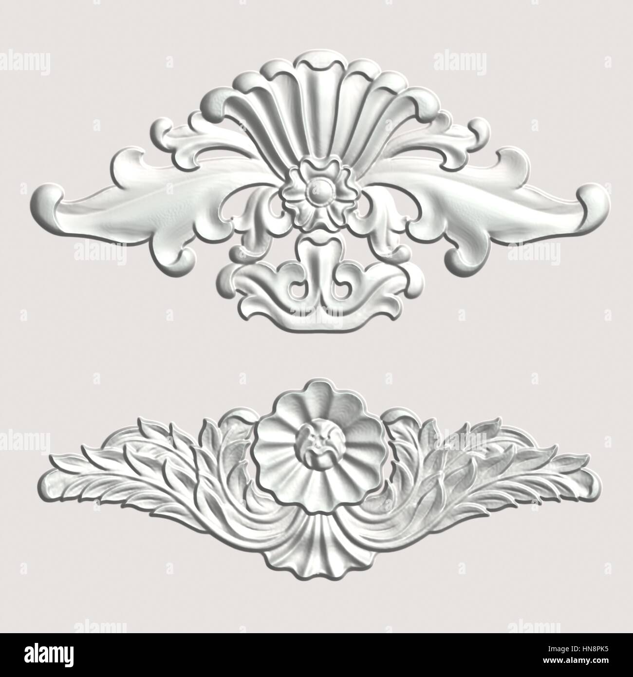 3d swirl floral background di lusso ornamento decorativo. Foto Stock
