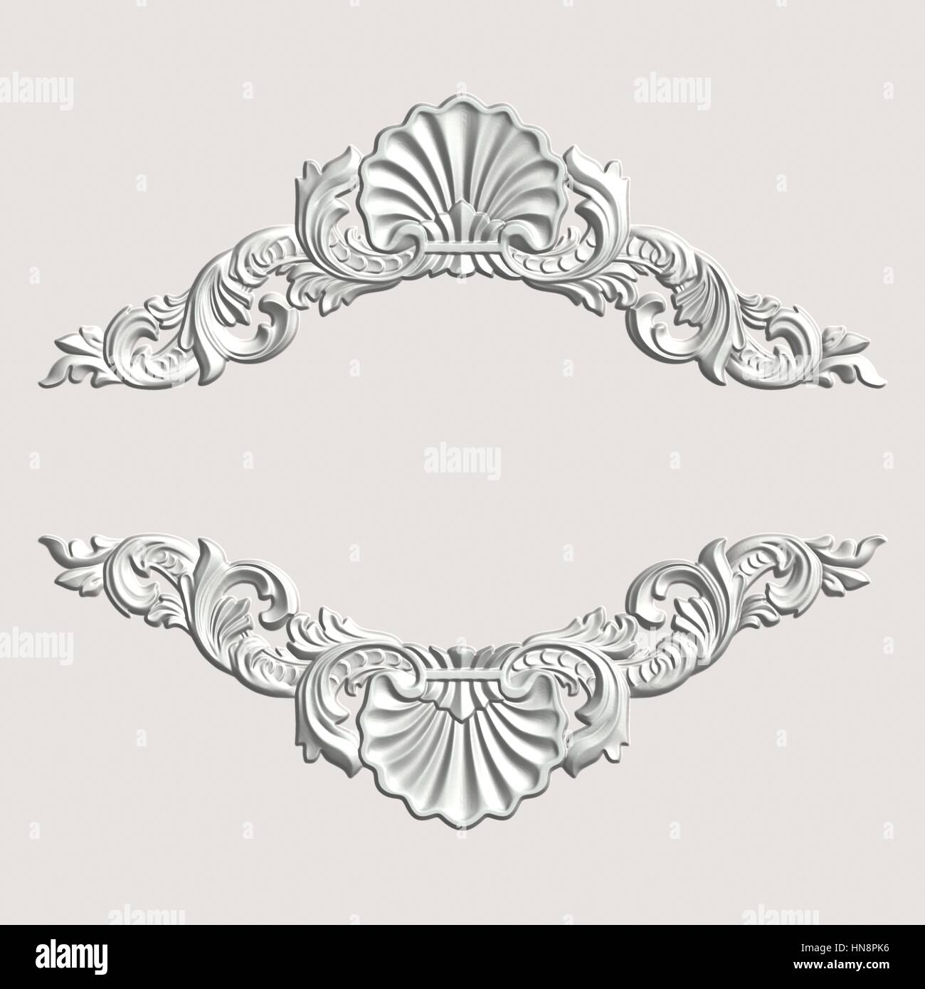 3d swirl floral background di lusso ornamento decorativo. Foto Stock