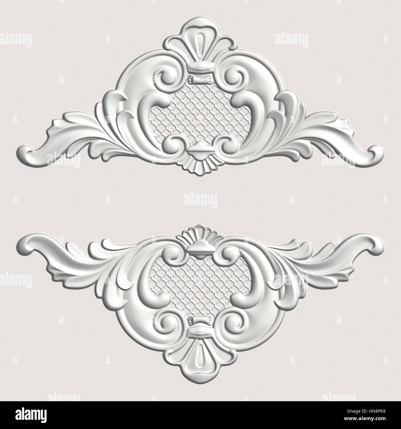 3d swirl floral background di lusso ornamento decorativo. Foto Stock