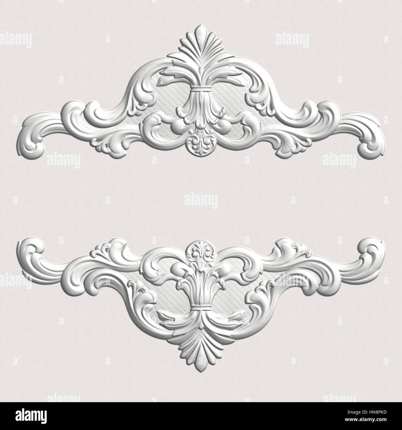 3d swirl floral background di lusso ornamento decorativo. Foto Stock