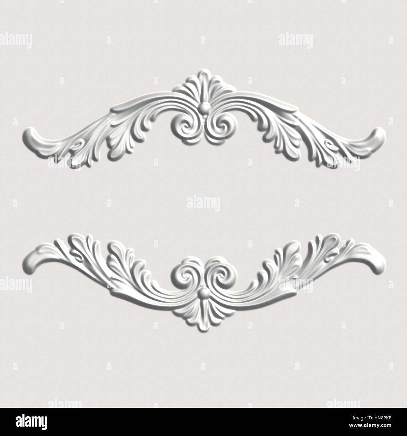 3d swirl floral background di lusso ornamento decorativo. Foto Stock