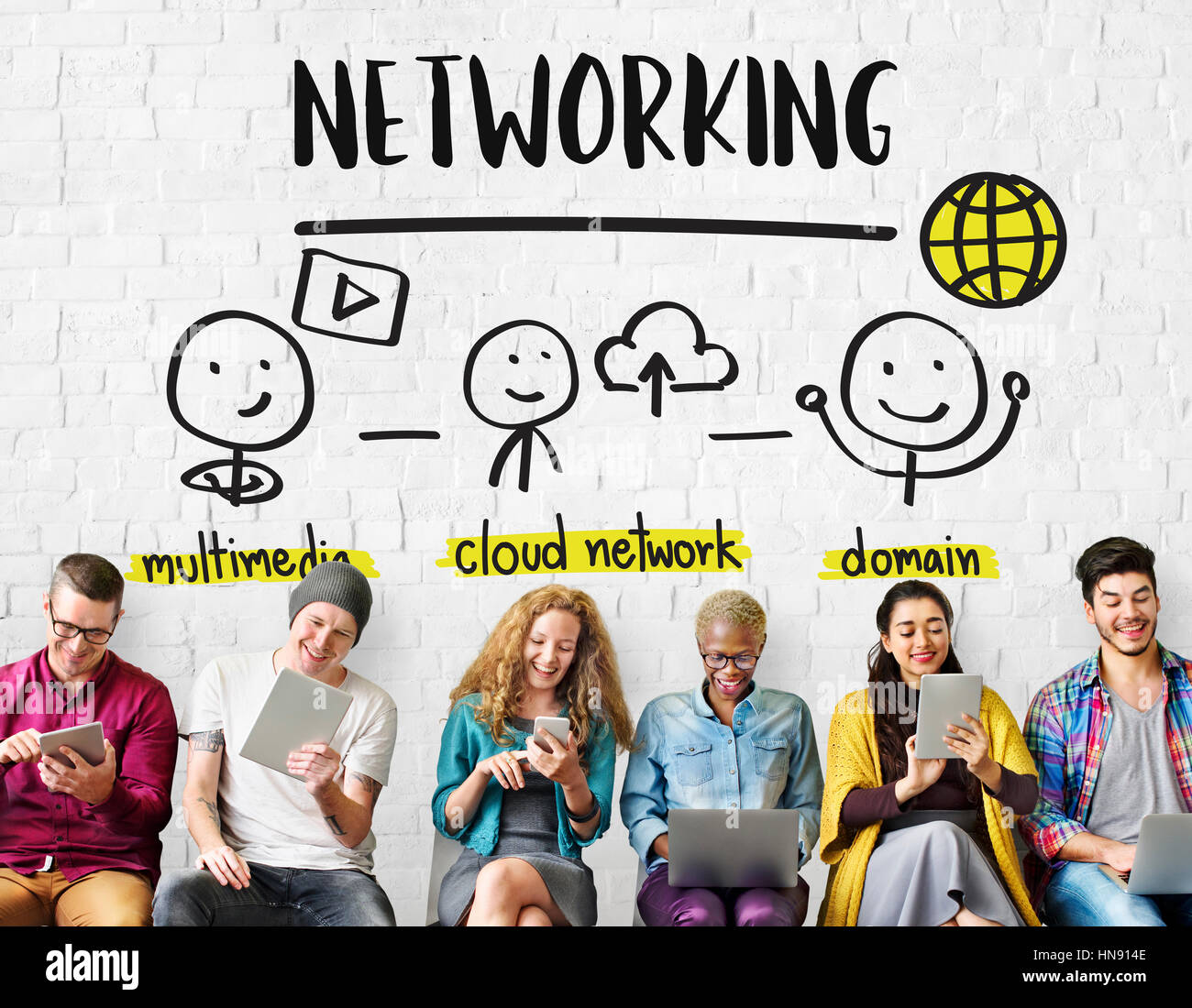 Connessione di comunicazione in rete di condividere concetto Foto Stock