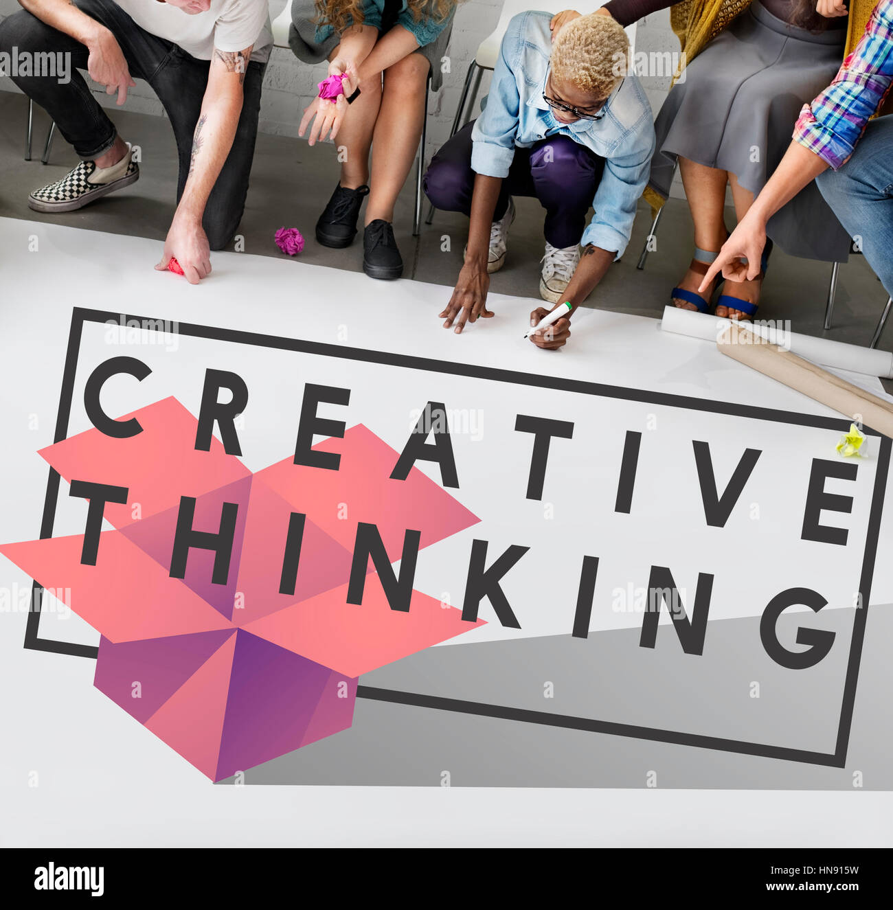 Il design creativo di idee di immaginazione e di concezione moderna Foto Stock