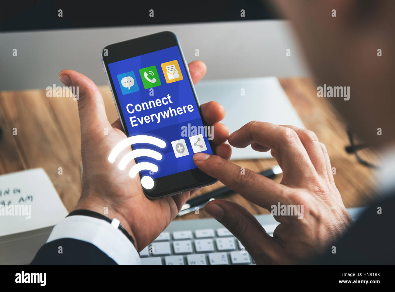 Il marketing digitale Collegamento Media Online Foto Stock