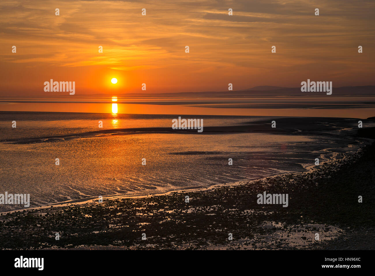Tramonto su 'Morecambe Bay' in Lancashire England Regno Unito Foto Stock