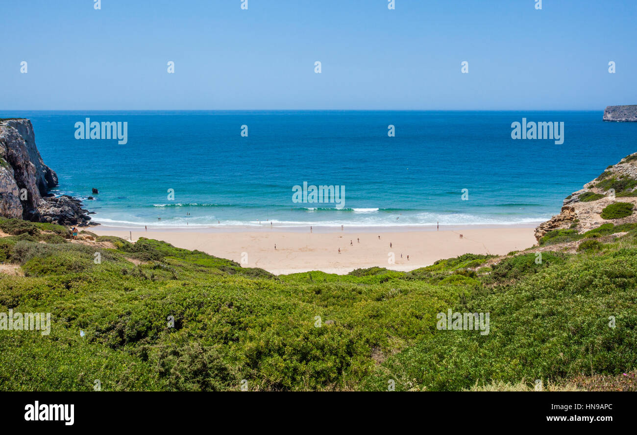 Il Portogallo, Algarve, Cabo de Sao Vicente, Praia do Beliche, Beliche spiaggia vicino a Sagres Foto Stock