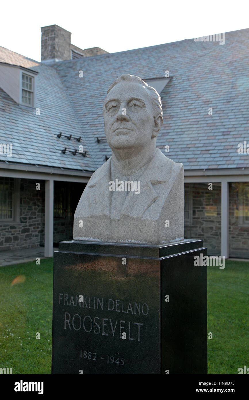 Busto di Roosevelt a Springwood, il Roosevelt National Historic Site in Hyde Park, New York, Stati Uniti. Foto Stock