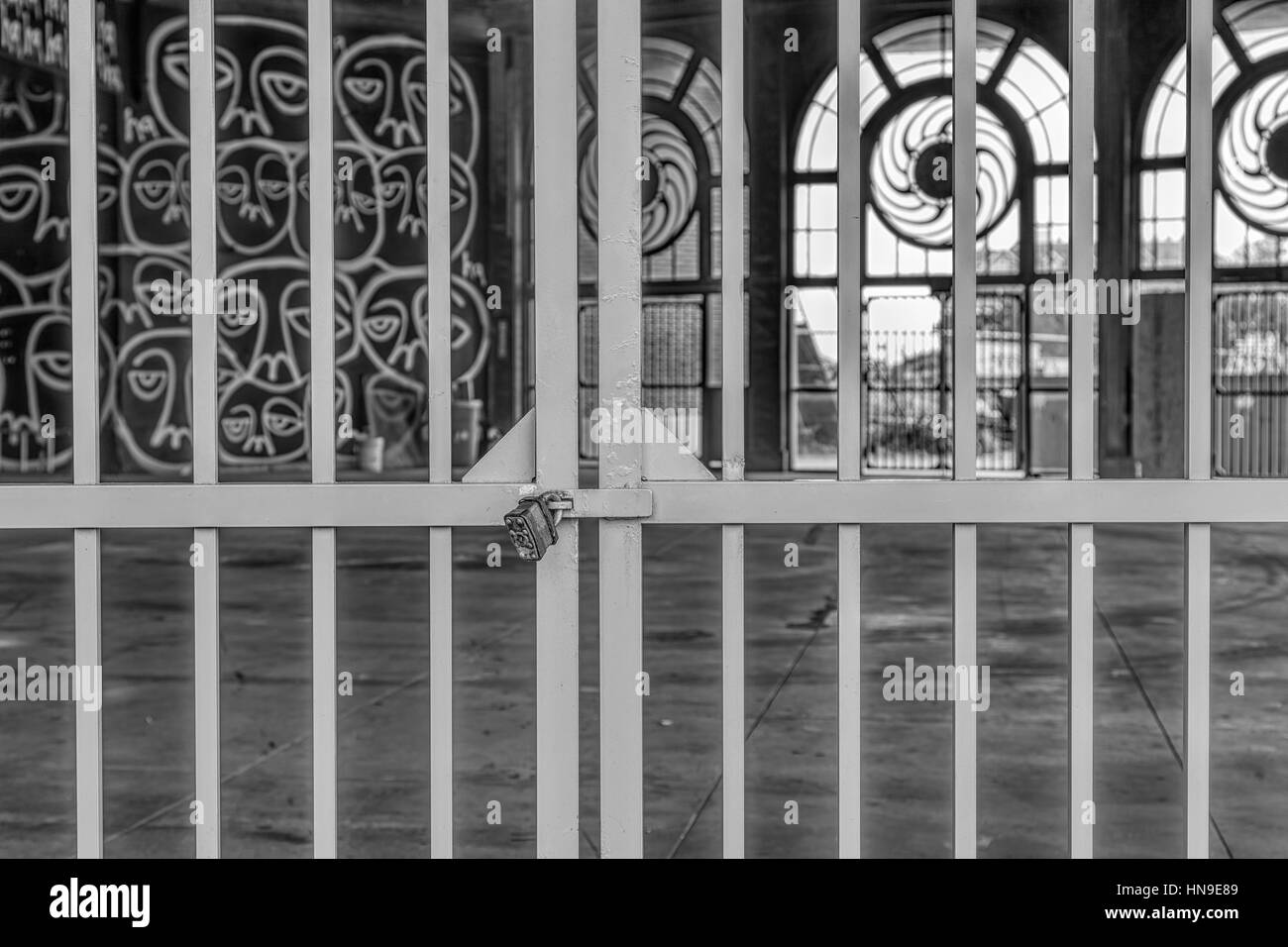 Interno del centro storico di Asbury Park giostra e Casino Casa nel New Jersey a riva. Costruito nel 1932 sul Boardwalk e operativo per più di 50 Foto Stock