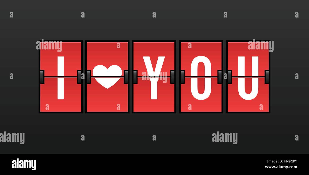 Ti Amo Illustrazione Vettoriale - Aeroporto meccanica Flip Board concetto del pannello Illustrazione Vettoriale