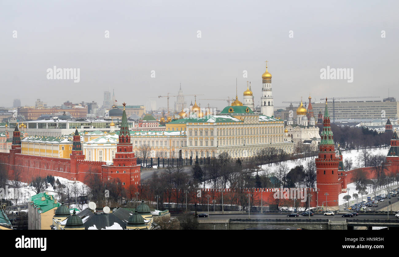 Photo retrò bella meraviglioso inverno del Cremlino di Mosca Foto Stock