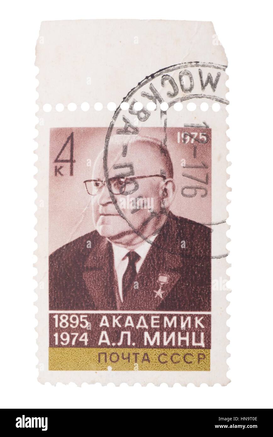 Unione Sovietica - circa 1975: un timbro stampato in mostra . L. conia era Foto Stock