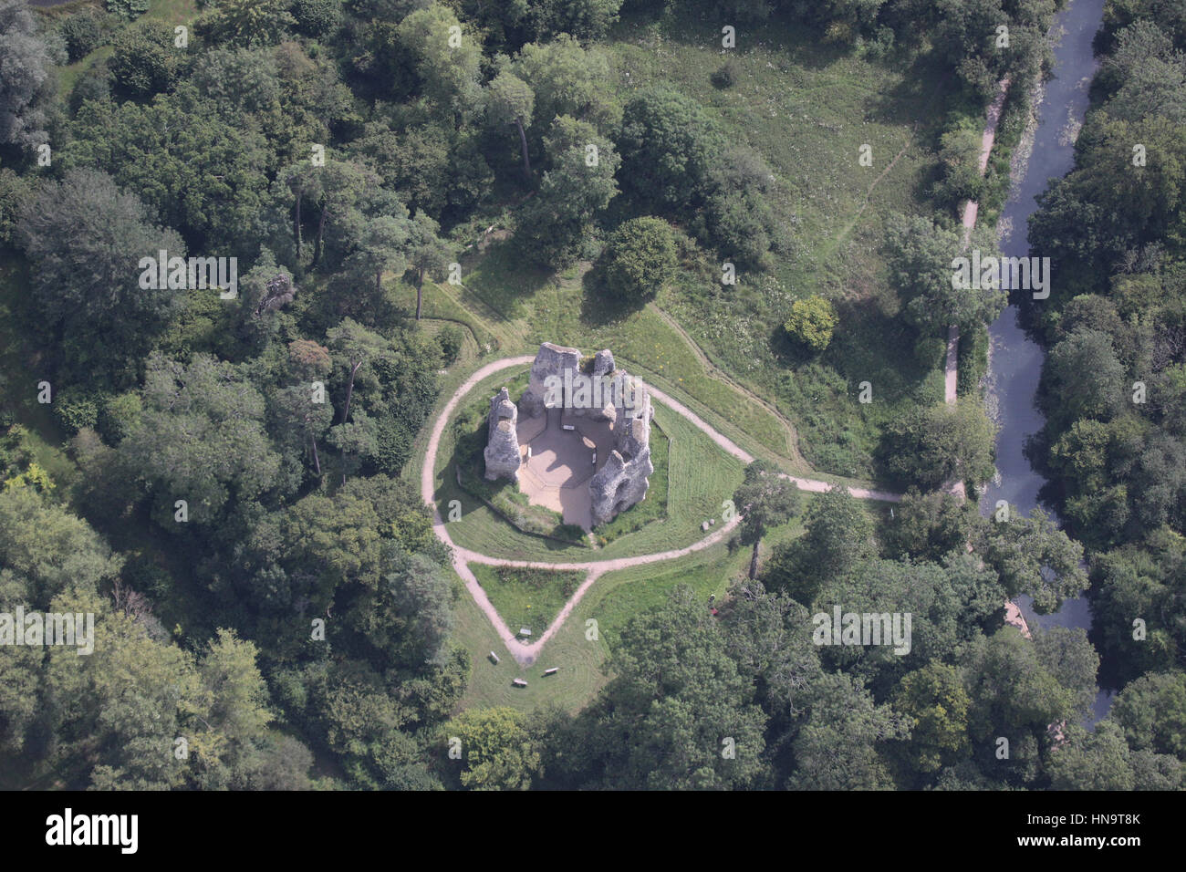 Vista aerea del Odiham le rovine del castello di re Giovanni il castello Odiham Hampshire Foto Stock