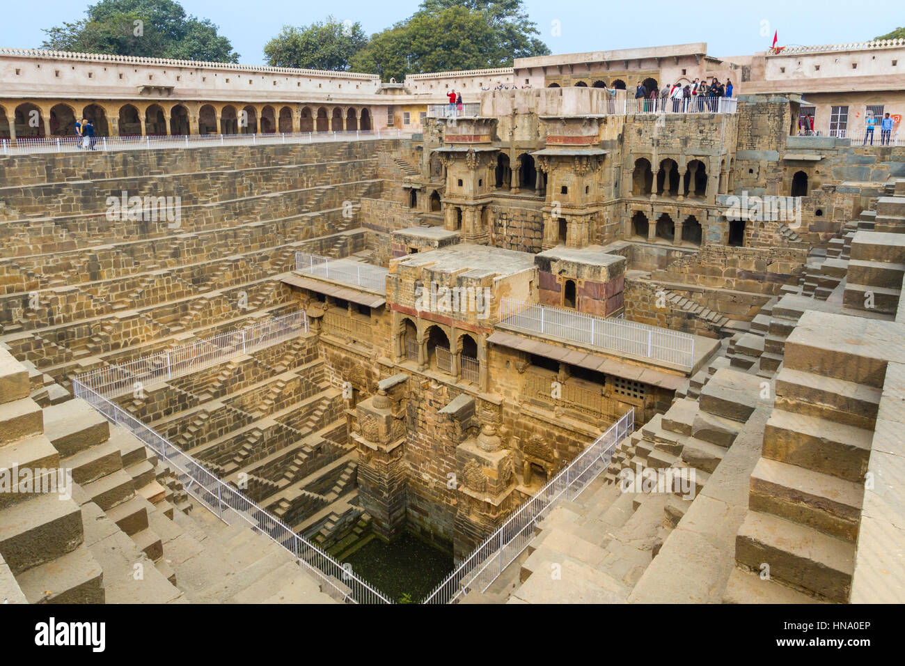 Abhaneri, India, 21 Gennaio 2017 - Il Chand Baori stepwell in Abhaneri, Rajasthan, India. Foto Stock