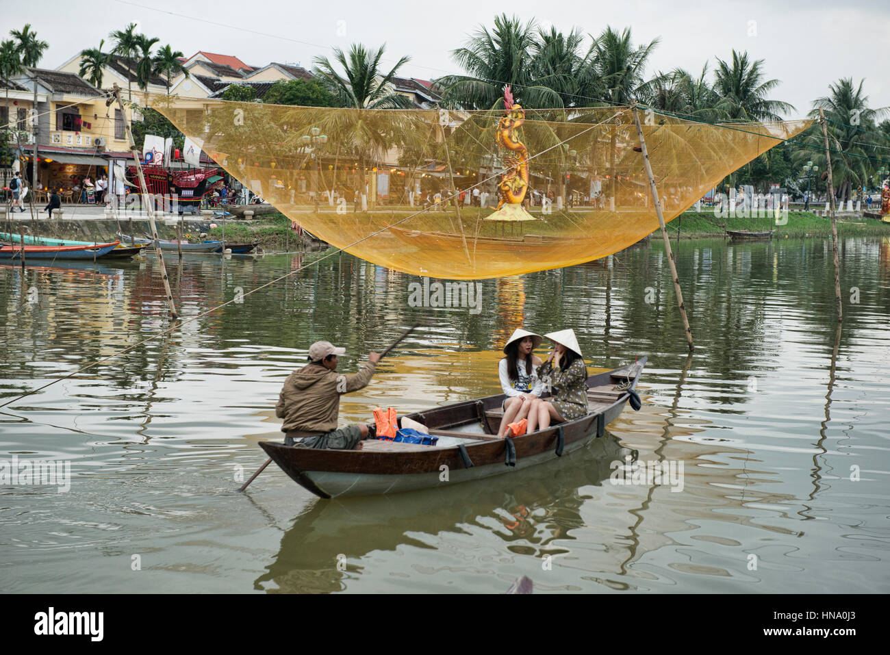 Gita sul fiume Thu Bon, Hoi An, Vietnam Foto Stock