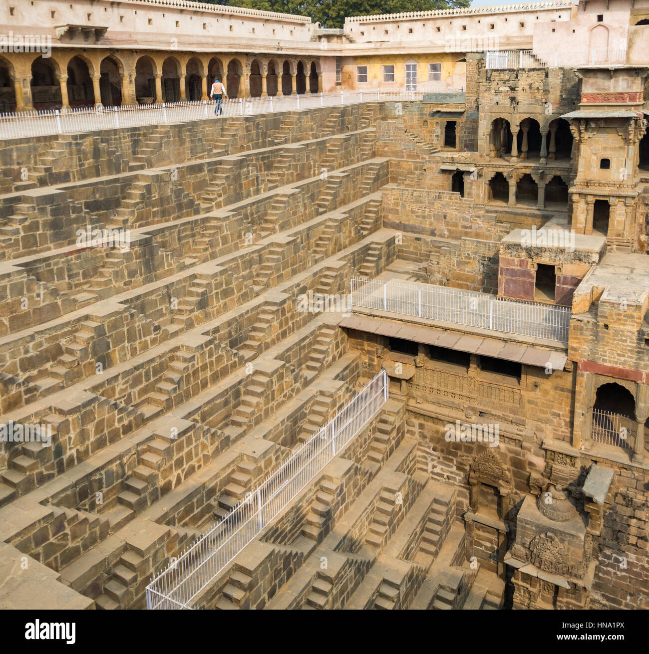 Abhaneri, India, 21 Gennaio 2017 - Il Chand Baori stepwell in Abhaneri, Rajasthan, India. Foto Stock