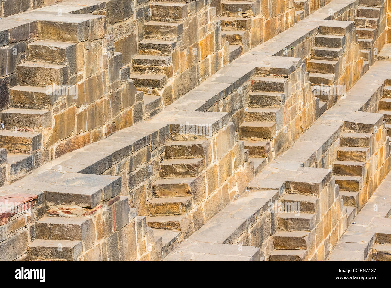 Le fasi di Chand Baori Stepwell in Abhaneri, Rajasthan, India. Foto Stock