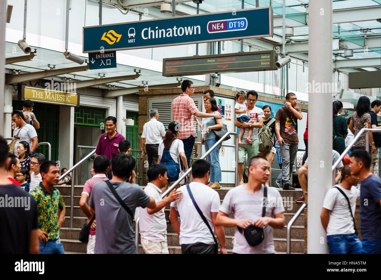 Ingresso alla stazione MRT di Chinatown, in Singapore Foto Stock