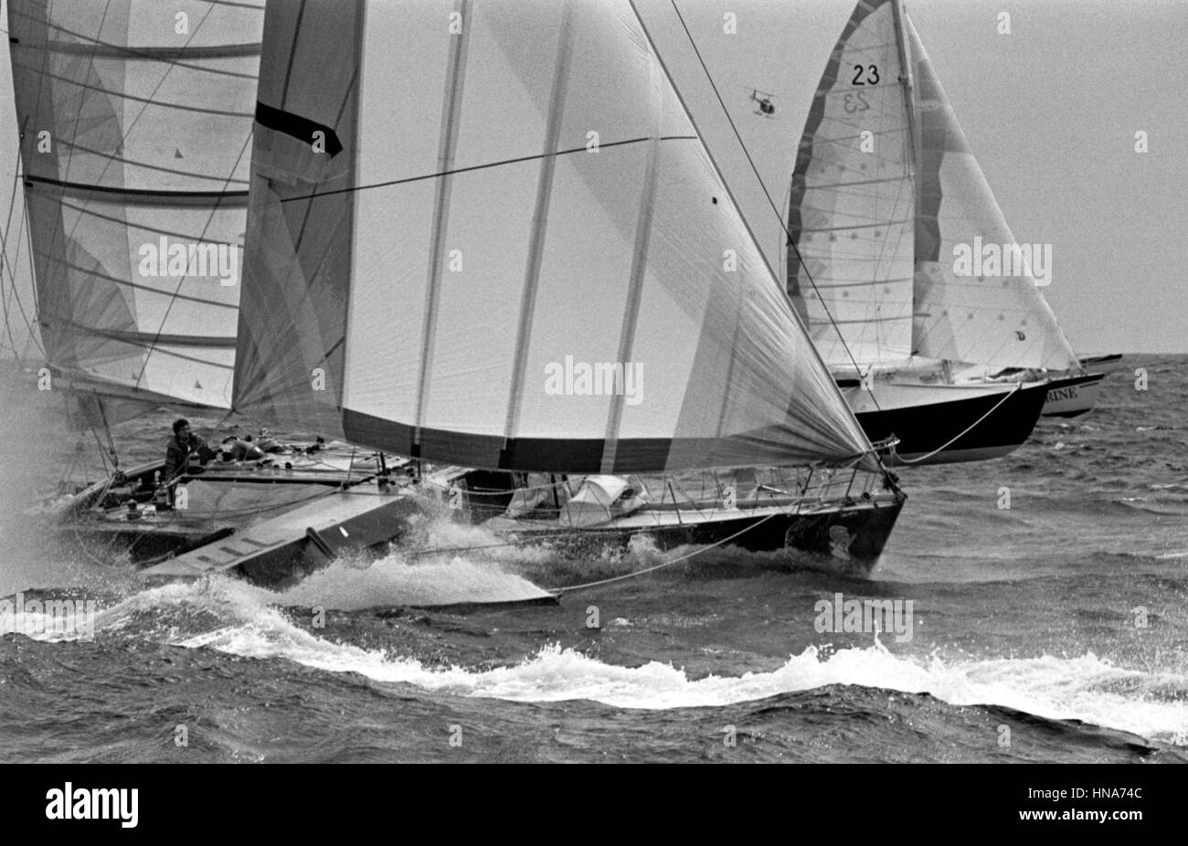 AJAXNETPHOTO. 2 giugno,1984.Plymouth in Inghilterra. -OSTAR GARA- TRIMARANO LESSIVE ST.MARC SKIPPER DA DENIS GLIKSMAN posto 13esimo assoluto. Foto:l'AJAX NEWS FOTO REF:840206 11 Foto Stock