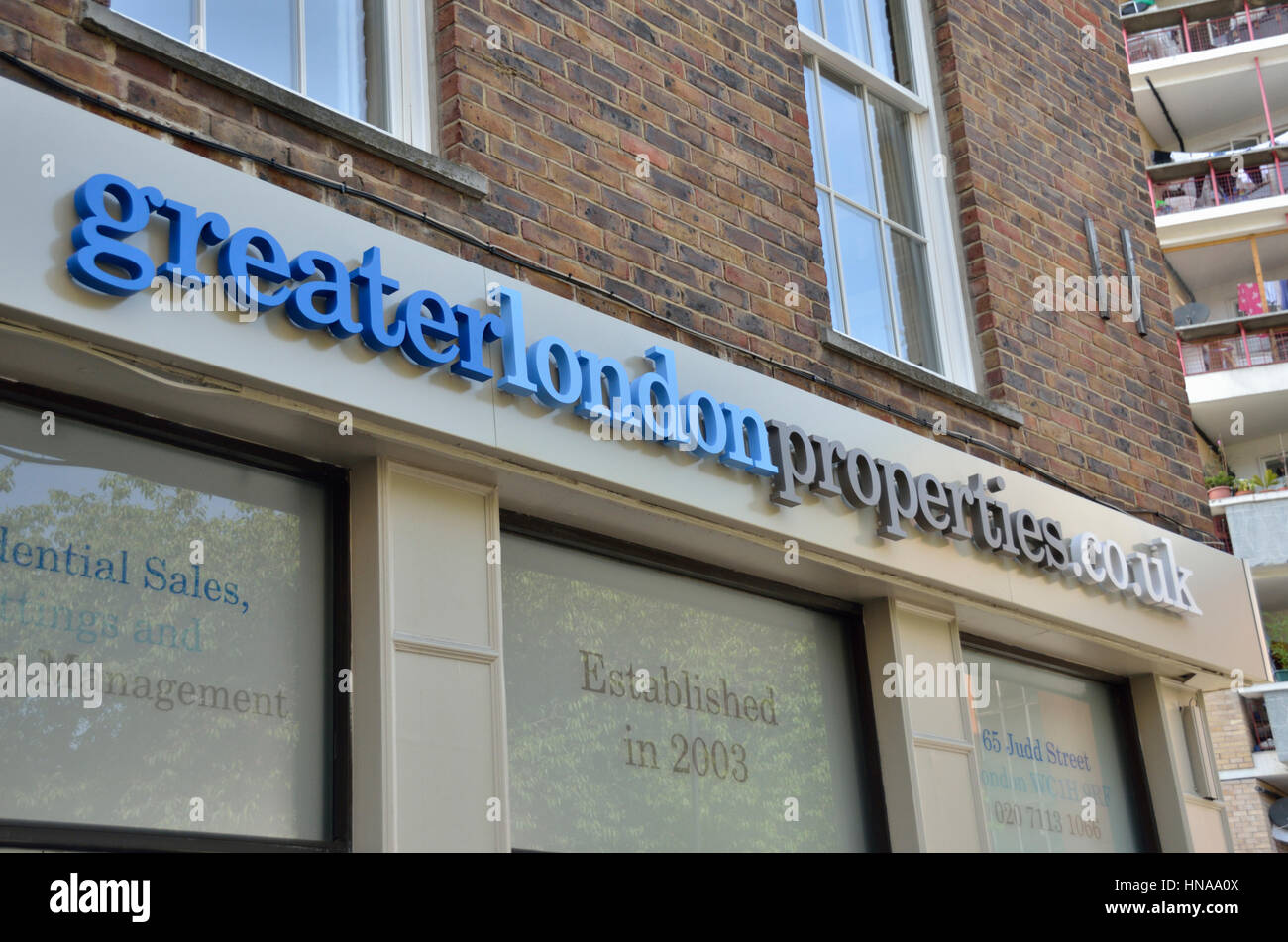 Greater London proprietà agente immobiliare, Londra, Regno Unito. Foto Stock