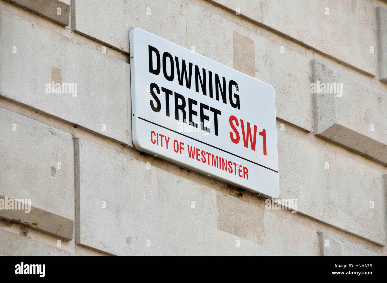 Downing Street sreet segno, Londra, Regno Unito. Foto Stock