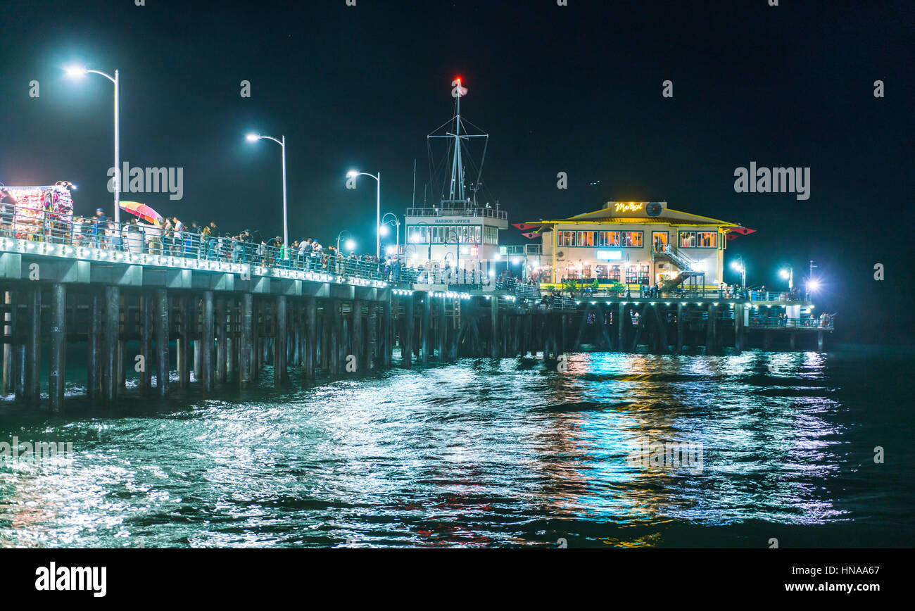 Santa Monica, California, Stati Uniti d'America. 2016/07/21:Santa Monica Beach di notte,Santa Monica, California, Stati Uniti d'America. Foto Stock