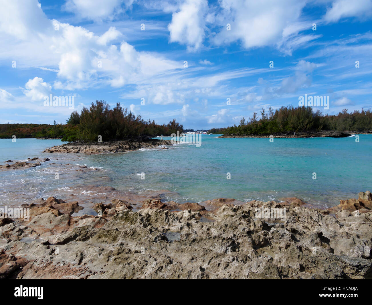 St George's Harbour e isola di Brema, Bermuda Foto Stock