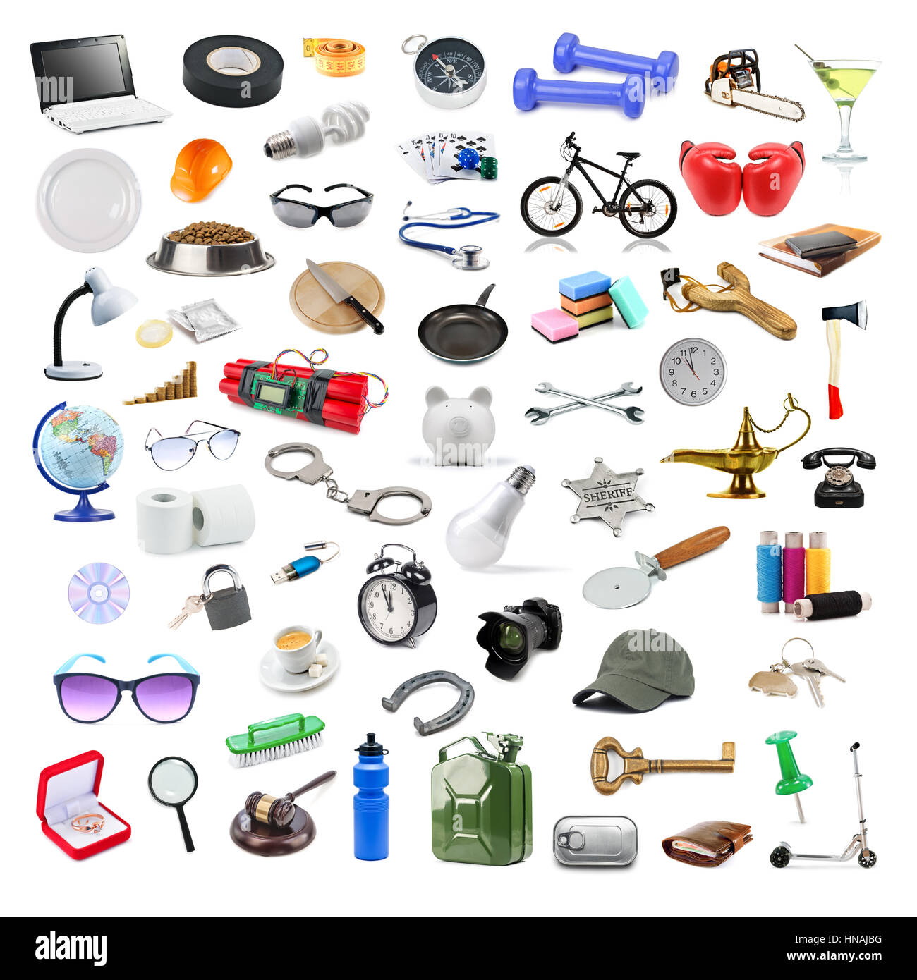 60 diversi oggetti isolati. Perfetto per voi progetti Foto Stock