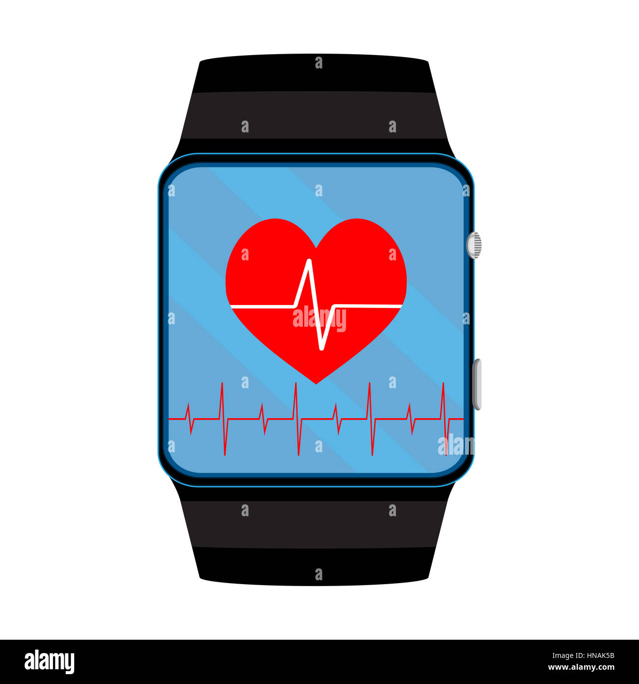 Pulsometer smart watch. Impulso e battito cardiaco smartwatch, illustrazione vettoriale Foto Stock