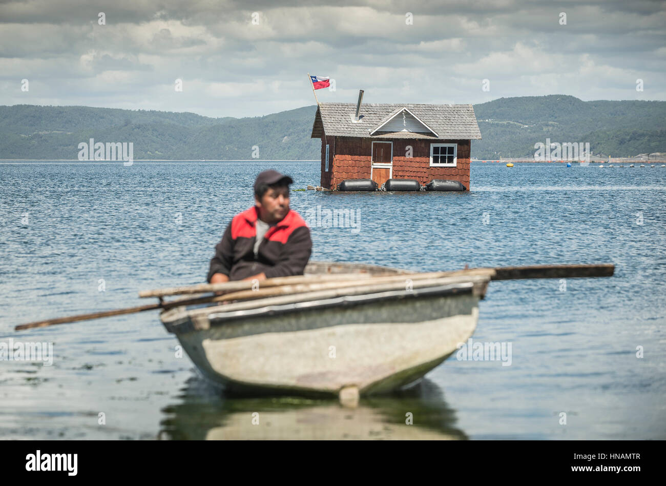 Minga in Chiloé, Cile. Liucura, isola di Lemuy, Arcipelago di Chiloé. Testimonianza della cultura che ancora persiste in alcuni luoghi distanti del Cile. Foto Stock