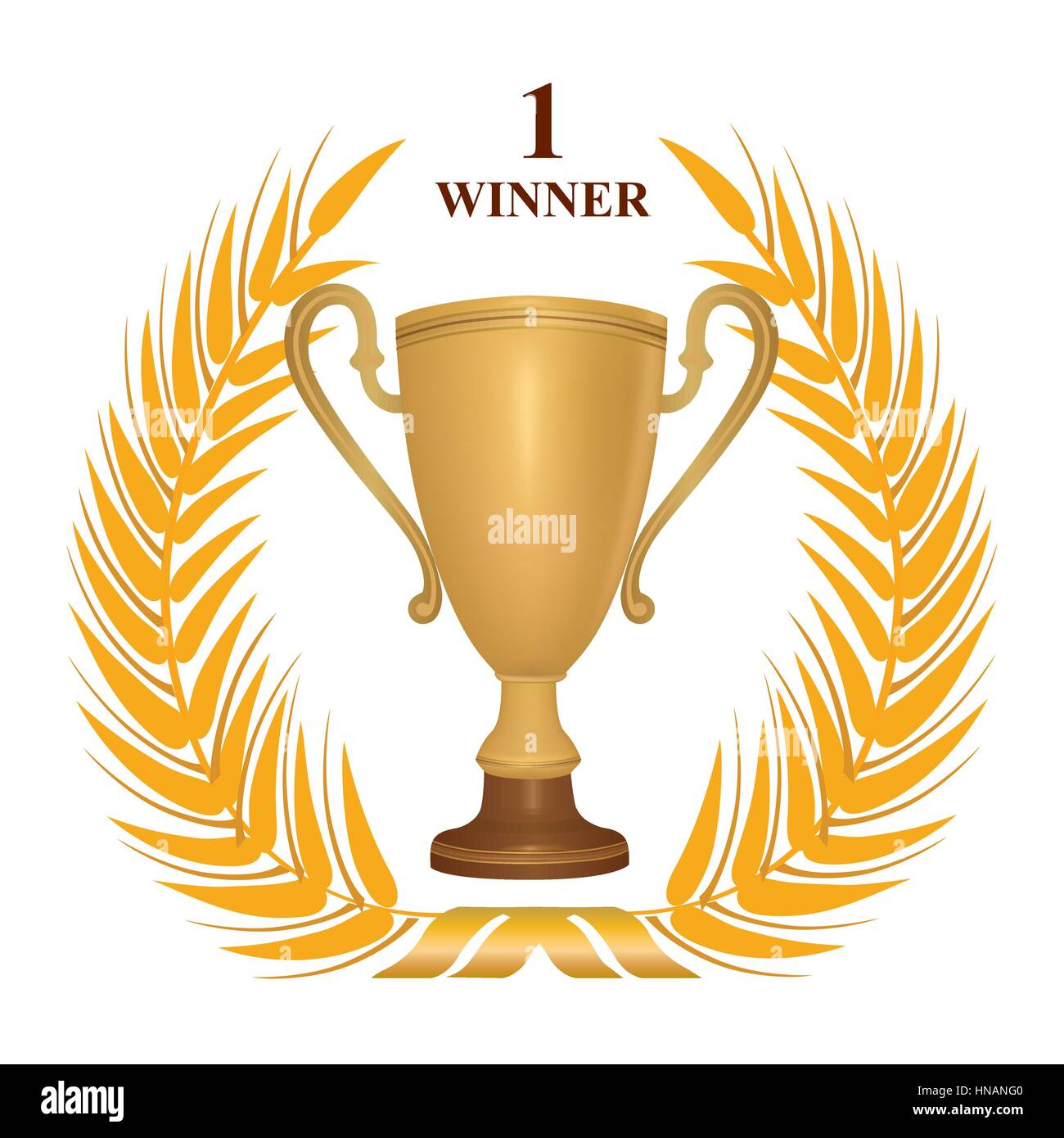 Coppa del vincitore con la corona di alloro Immagine e Vettoriale Alamy