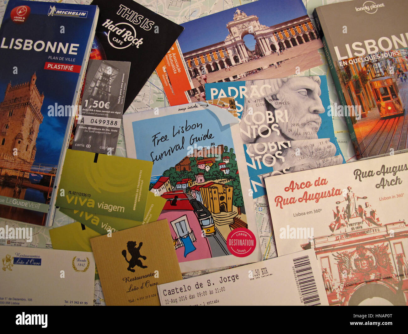 Biglietti visita e mappa di Lisboa, Lisbona, Portogallo, Europa Foto Stock