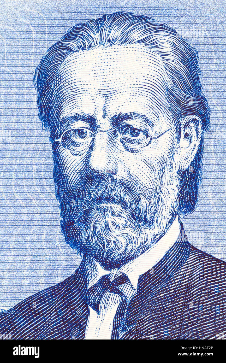 Bedrich Smetana ritratto dal vecchio denaro ceca Foto Stock