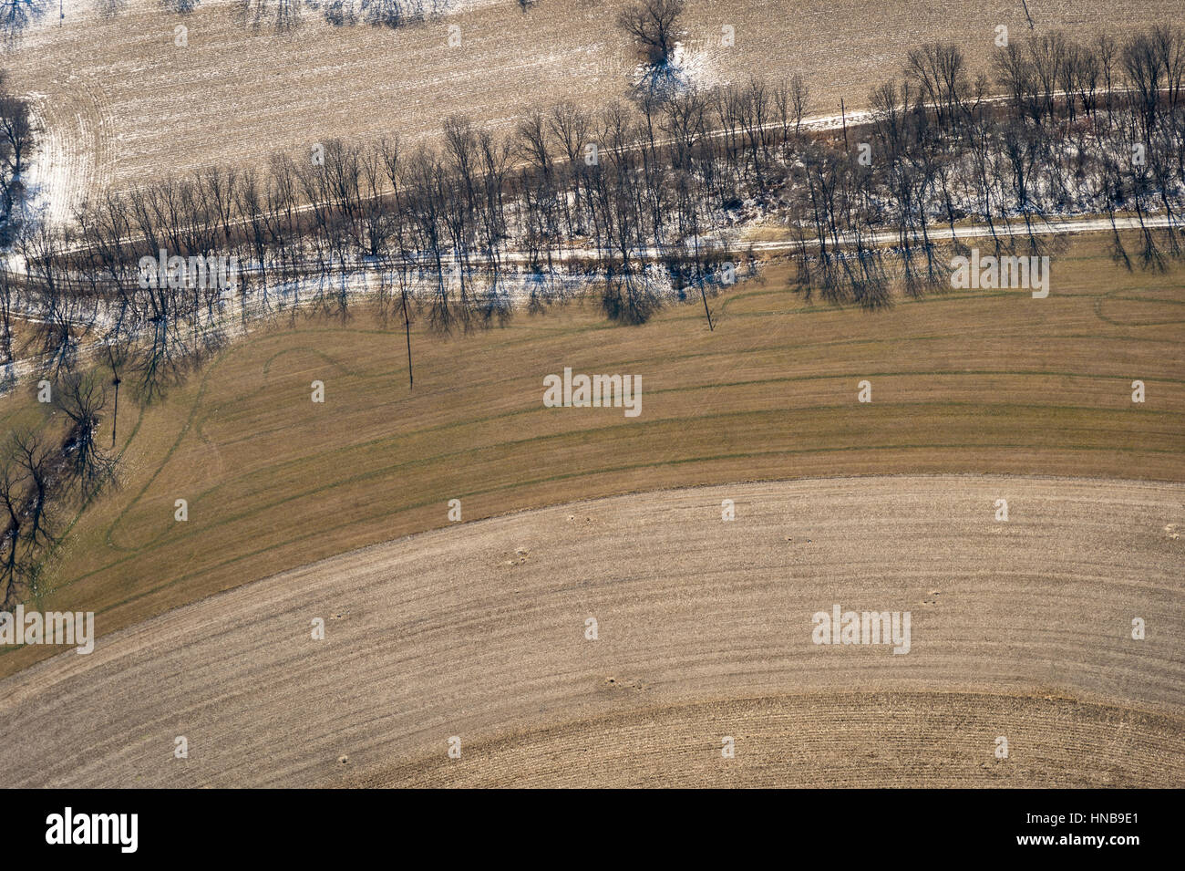 Vista aerea della fattoria di fieno in inverno, New Jersey, STATI UNITI D'AMERICA Foto Stock