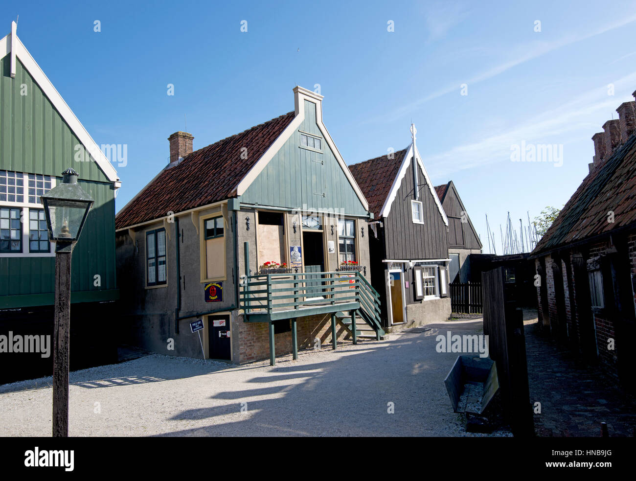 Case tradizionali a museo Zuiderzee, Paesi Bassi Foto Stock