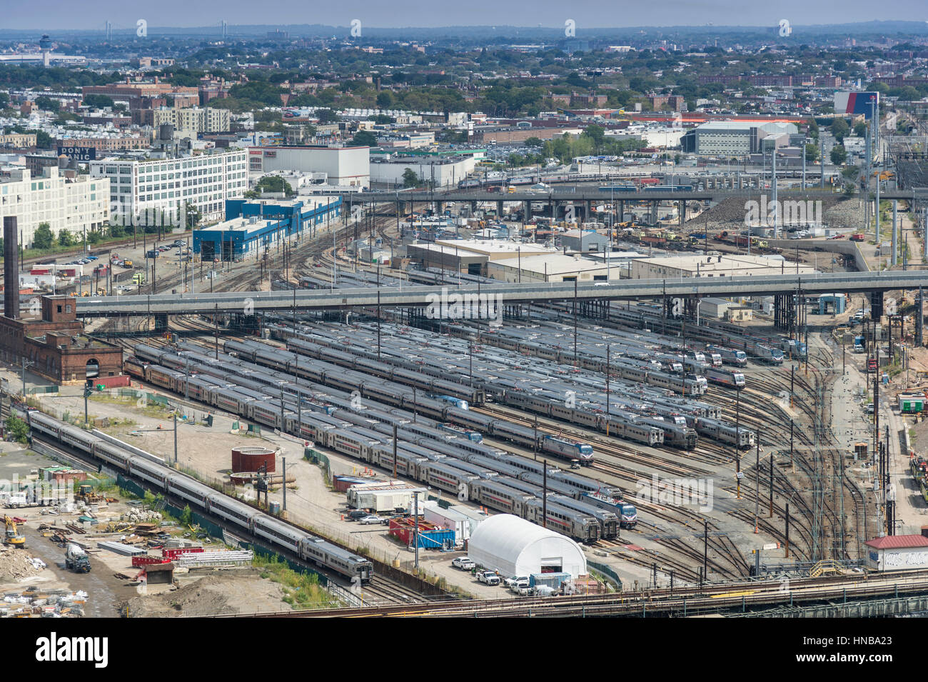 Cantiere ferroviario, New York, Stati Uniti d'America Foto Stock