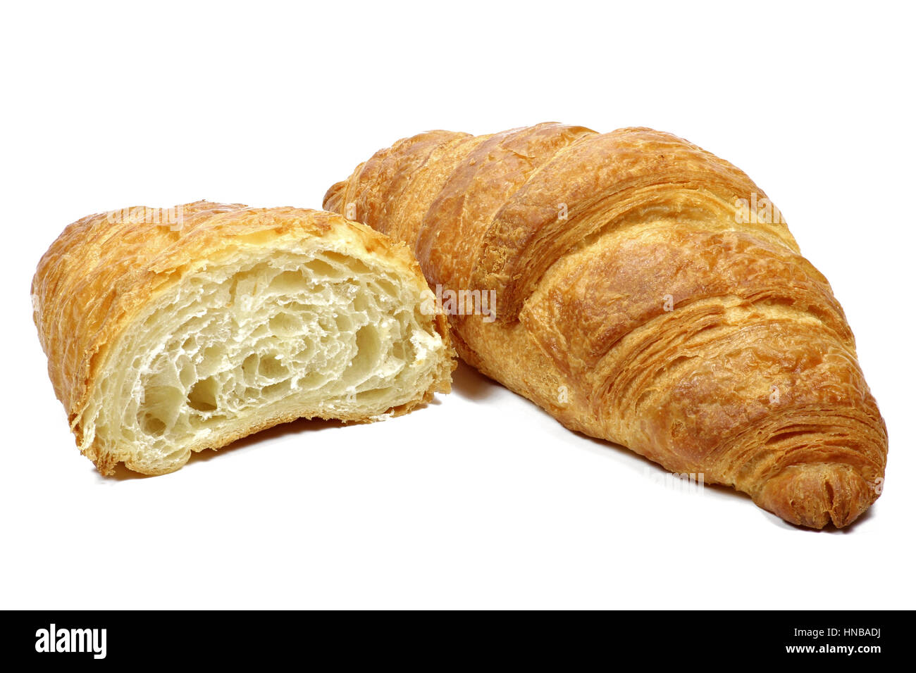 Croissant isolati su sfondo bianco Foto Stock