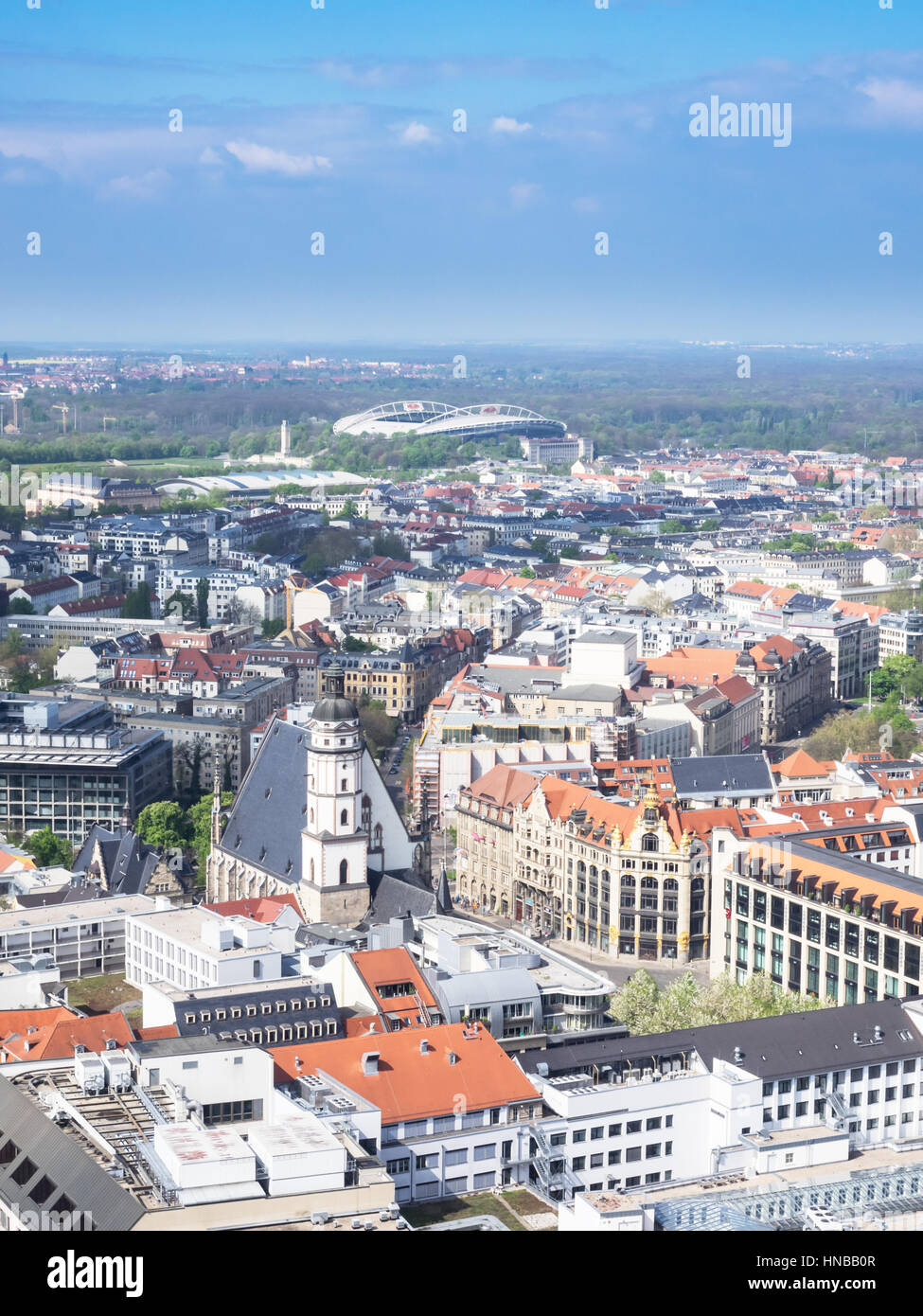 Vista aerea della città di Lipsia, in Sassonia, Germania Foto Stock