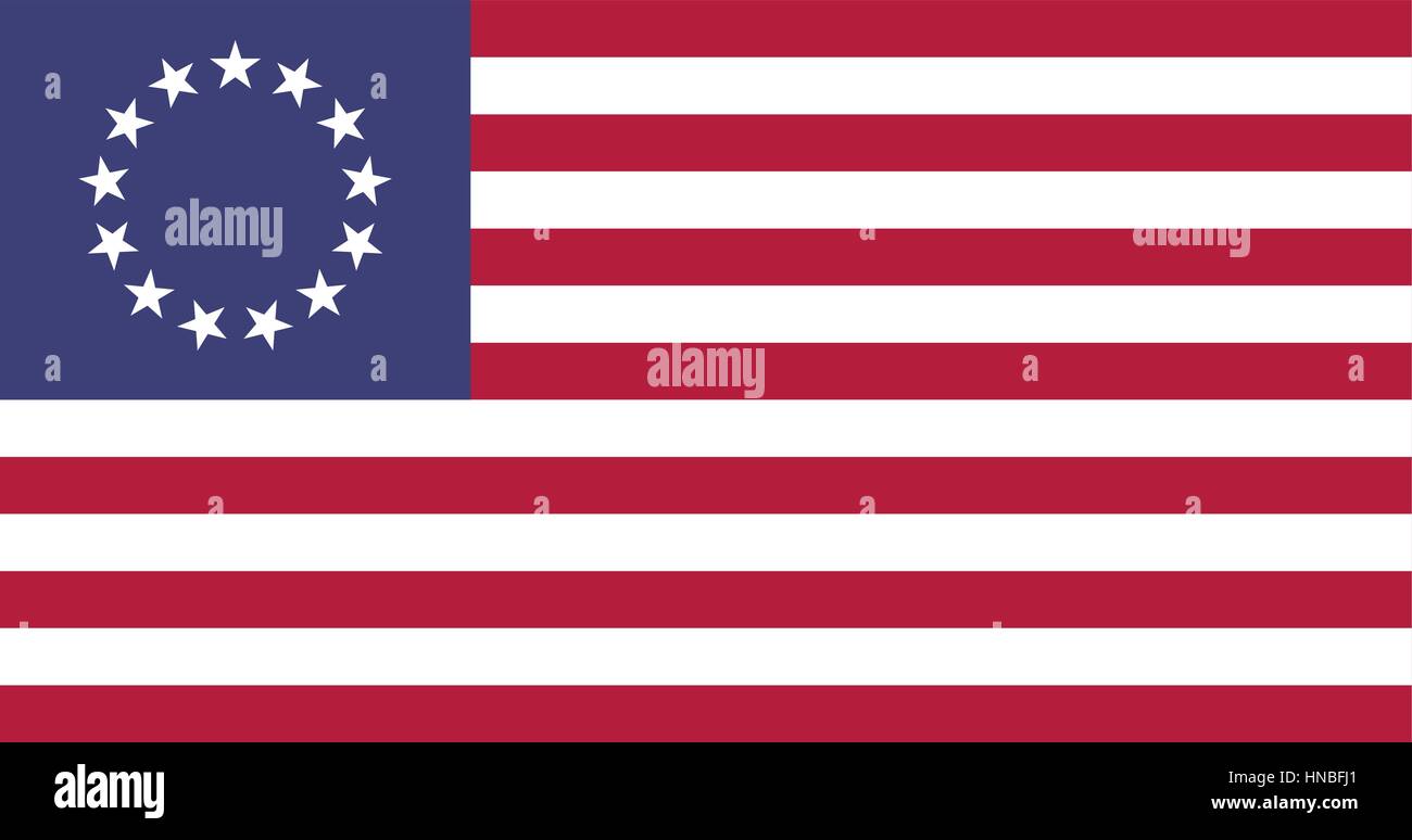 CMYK ufficiale swaches n' ufficiale di rapporto di aspetto. Illustrazione di un American Betsy Ross bandiera. Illustrazione Vettoriale