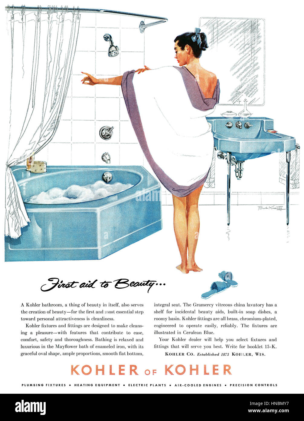 1957 U.S. pubblicità per Kohler Sanitari Foto stock - Alamy