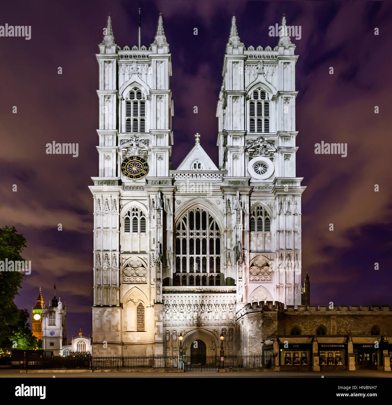 Abbazia di Westminster di notte, Londra, Inghilterra, Regno Unito Foto Stock