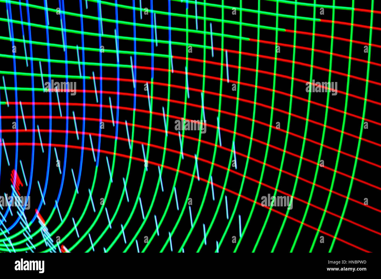 La pittura di luce. Abstract, futuristico, colorato con esposizione lunga, sfondo nero-1. Foto Stock