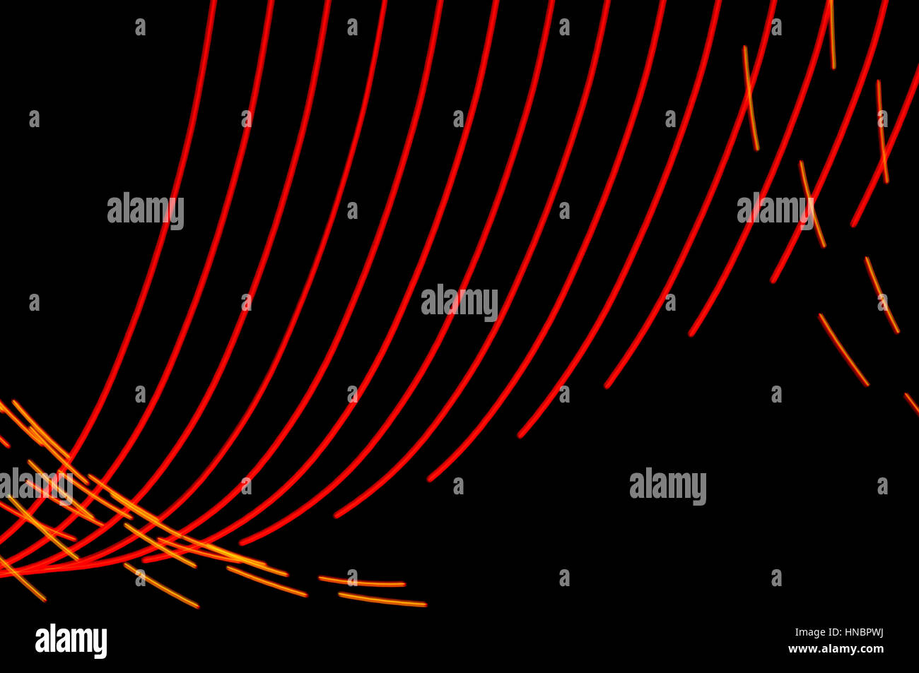 La pittura di luce. Abstract, futuristico, colorato con esposizione lunga, sfondo nero-5. Foto Stock
