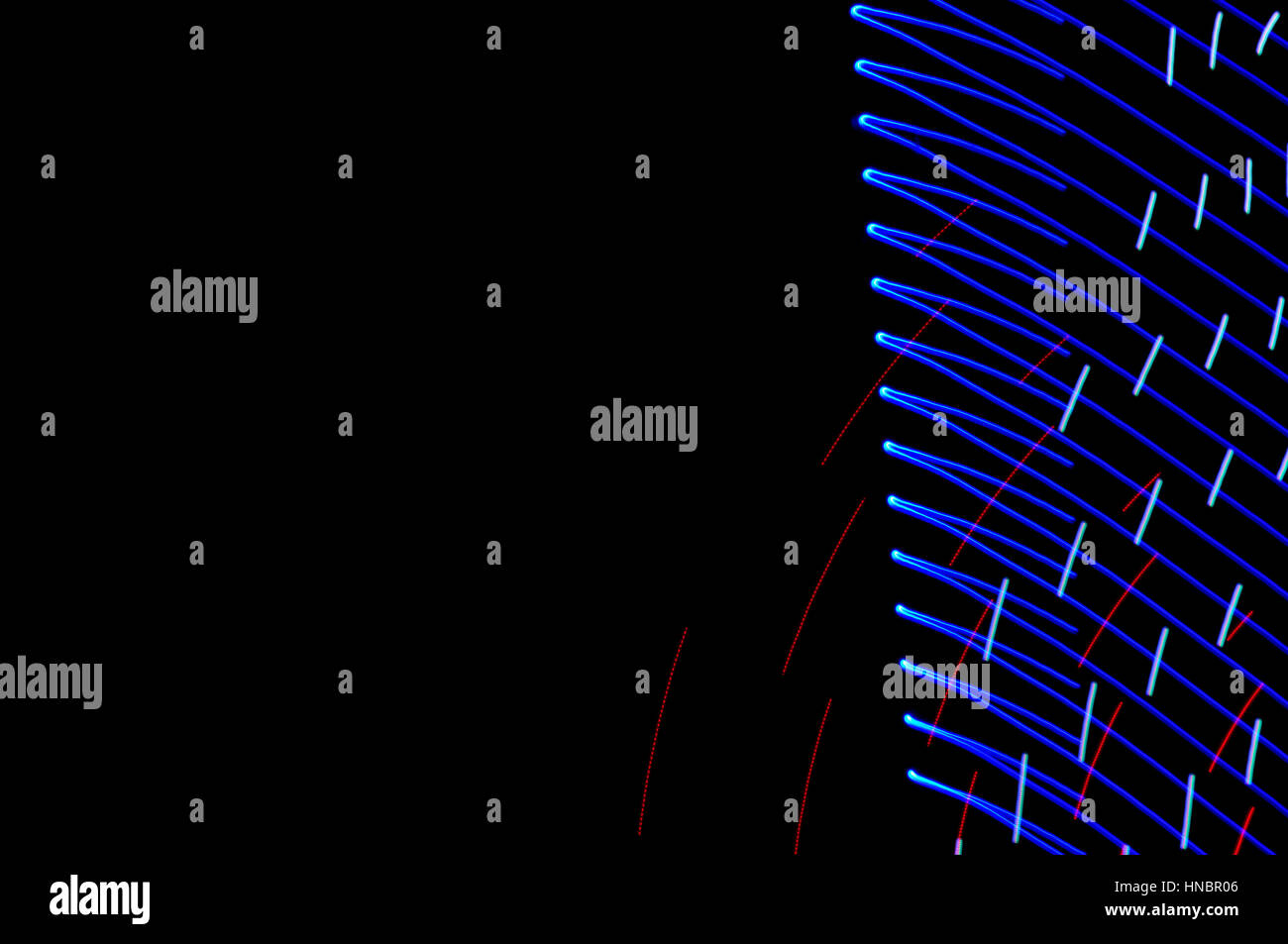 La pittura di luce. Abstract, futuristico, colorato con esposizione lunga, sfondo nero-20. Foto Stock